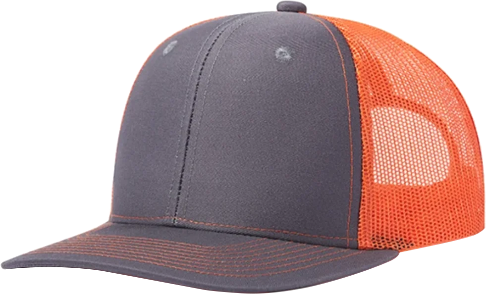 Grey and Orange Mesh Backing Convertible Top Hat